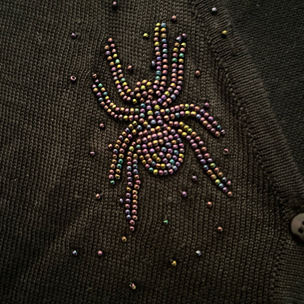 Betsey Johnson Y2K original black cardigan with Spider Beaded detail sz S, Black - Picture 3 of 5